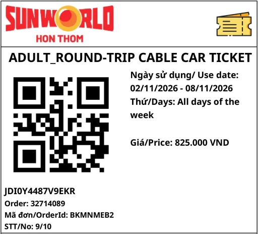 Hòn Thơm cable car ticket STT 9